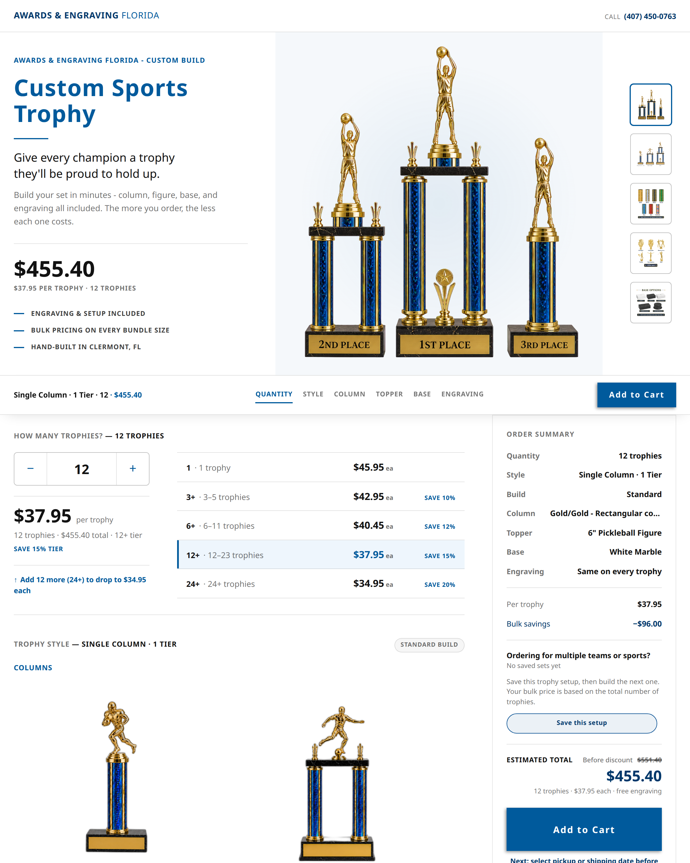 Live Awards & Engraving product configurator