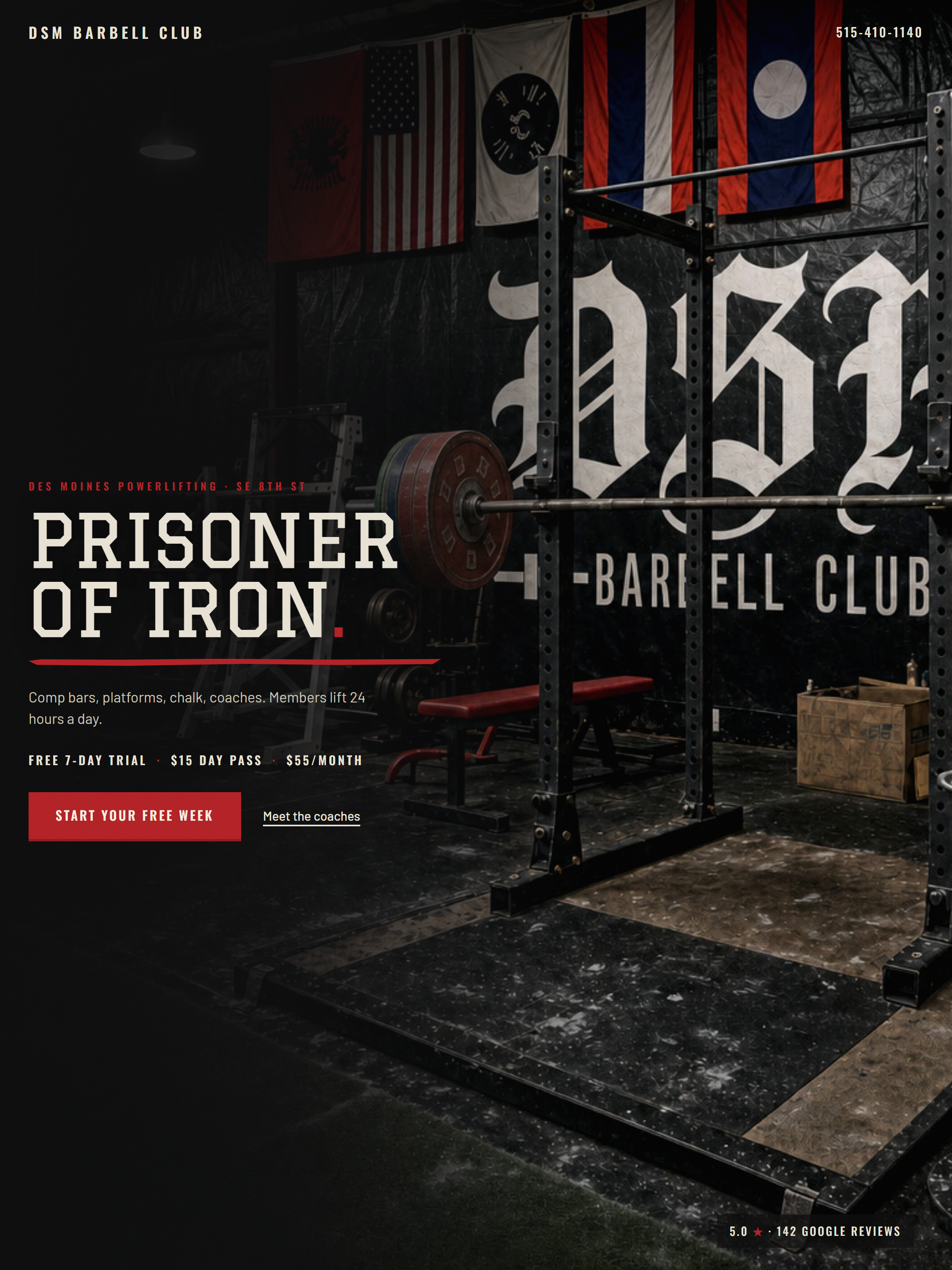 Concept website preview for DSM Barbell Club
